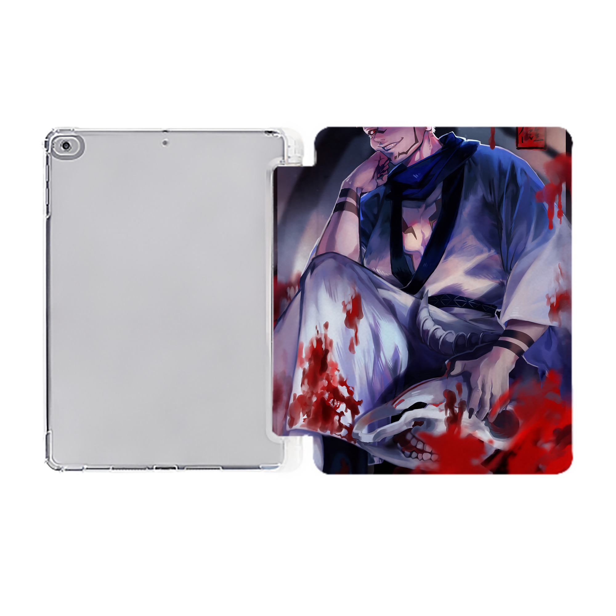 （画像用） 呪術廻戦 Jujutsu Kaisen IPad ケース ペン収納付き 三つ折りスタンド PUレザー×シリコン 対応機種9.5/10.5/10.9インチ
